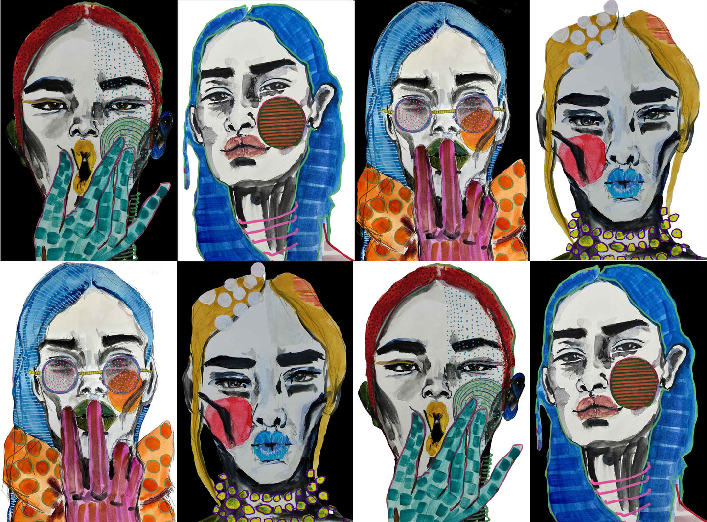 CTC X Ana Sneeringer Checkered Faces Wallpaper
