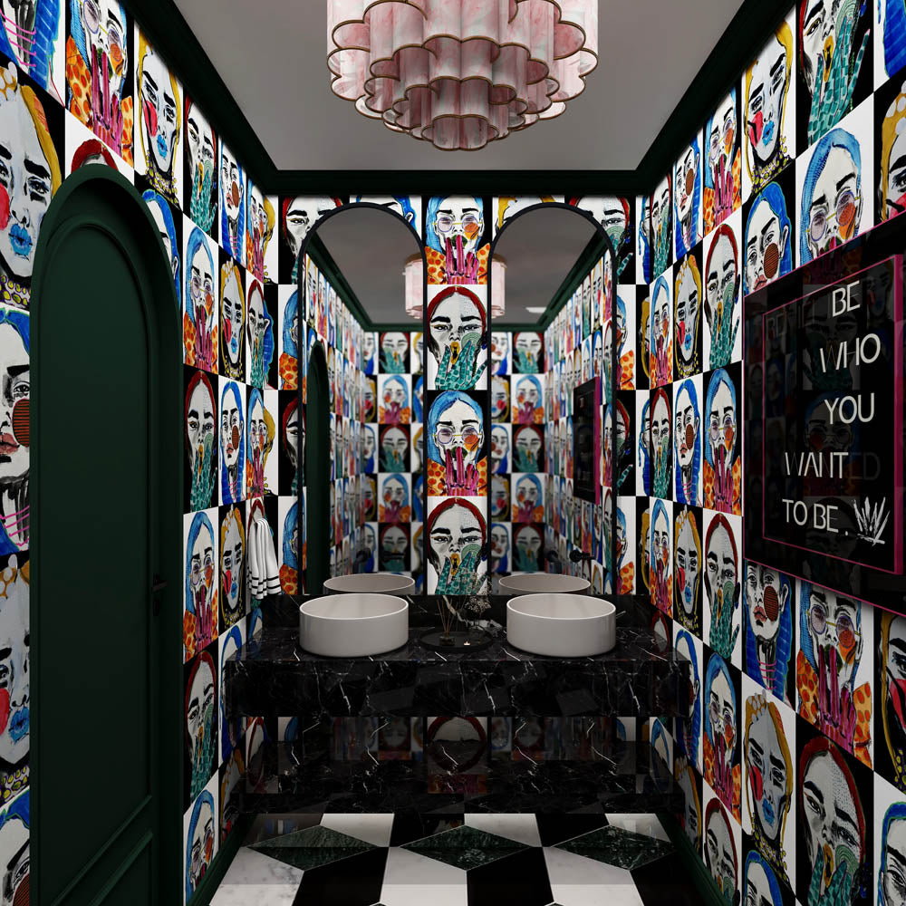 CTC X Ana Sneeringer Checkered Faces Wallpaper