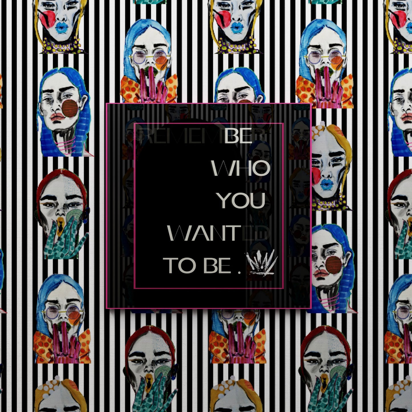 CTC X Ana Sneeringer Striped Faces Wallpaper