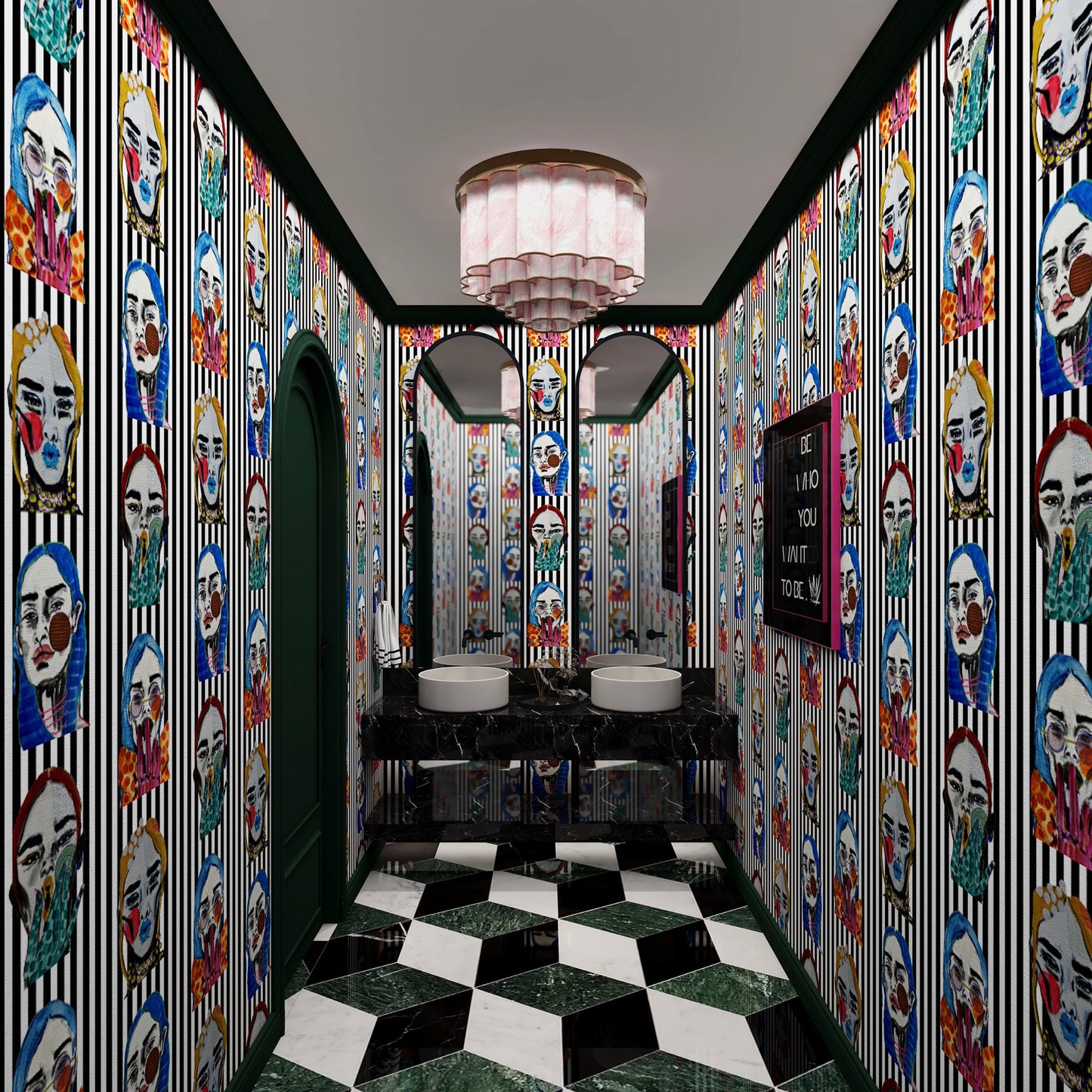 CTC X Ana Sneeringer Striped Faces Wallpaper